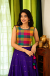 Thendral Violet Sleeveless Croptop and Skirt ( Set of 2 )