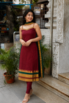 Charvi Maroon Narayanpet Kurti Set (Set of 2)