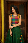 Thendral Green Sleeveless Croptop and Skirt ( Set of 2 )
