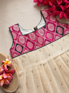 Aadhya Beige with Magenta Frock Mini