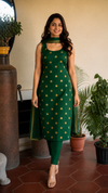 Shravya Green Soft Brocade Silk Kurti Set (Set of 3)