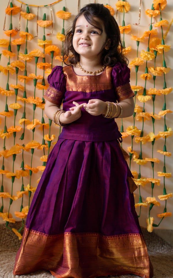 Shop traditional cotton pavadai sattai cloth online. Get quality and durable pattu langa or pavadai dhavani online in various colors and sizes. Perfect for your little girl!