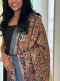 Dharvi Black With Mustard & Blue Kalamkari dupatta