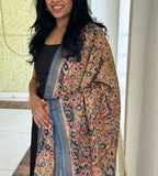 Dharvi Black With Mustard & Blue Kalamkari dupatta