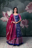 Navy Blue and Pink Banarasi Dress( FW )