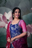 Navy Blue and Pink Banarasi Dress( FW )
