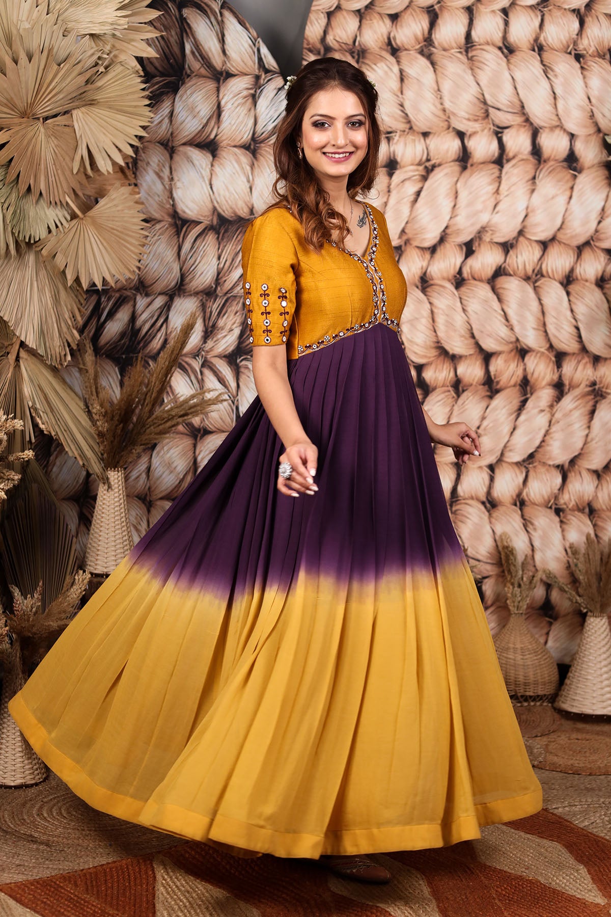 Yellow and violet ombrey dress
