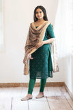 Stylish Green Kurti Set with Floral Dupatta for Women