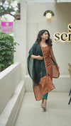 Narmada Rust with Green Kurti (Set of Top & Dupatta)