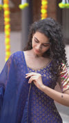 Smriti Navy Blue Brocade Kurti Set