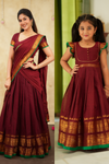 Riddhi Maroon Halfsaree with Frock Mom and Me