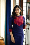 Blue Indian Designer Kurti with Bandhani Yoke for Women