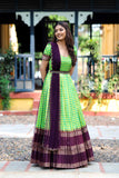 Parrot Green and Dark Wine Banarasi Dress( FW )