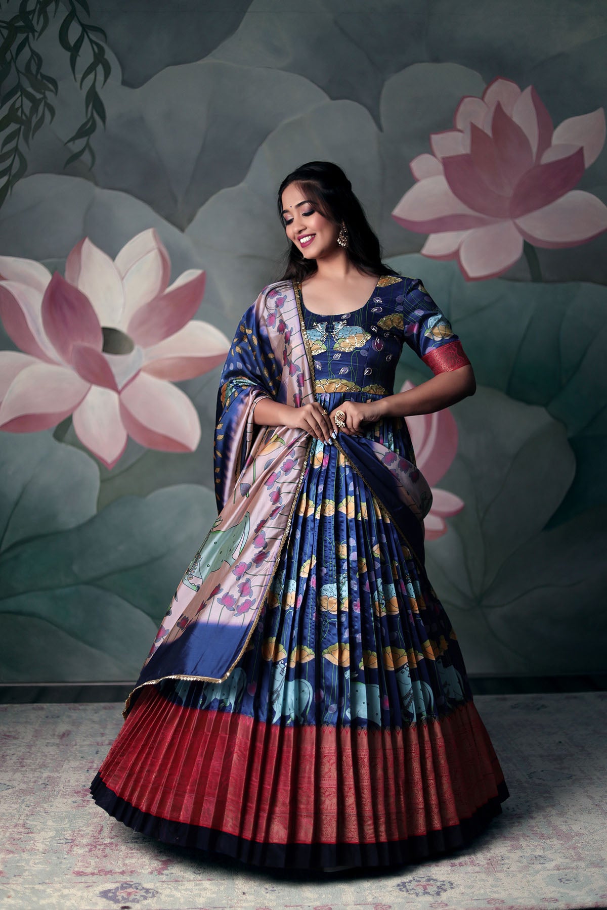 Deep Blue Banarasi Dress with Dupatta(FW)