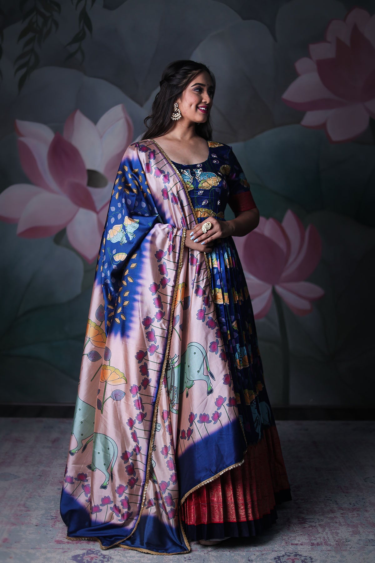 Deep Blue Banarasi Dress with Dupatta(FW)