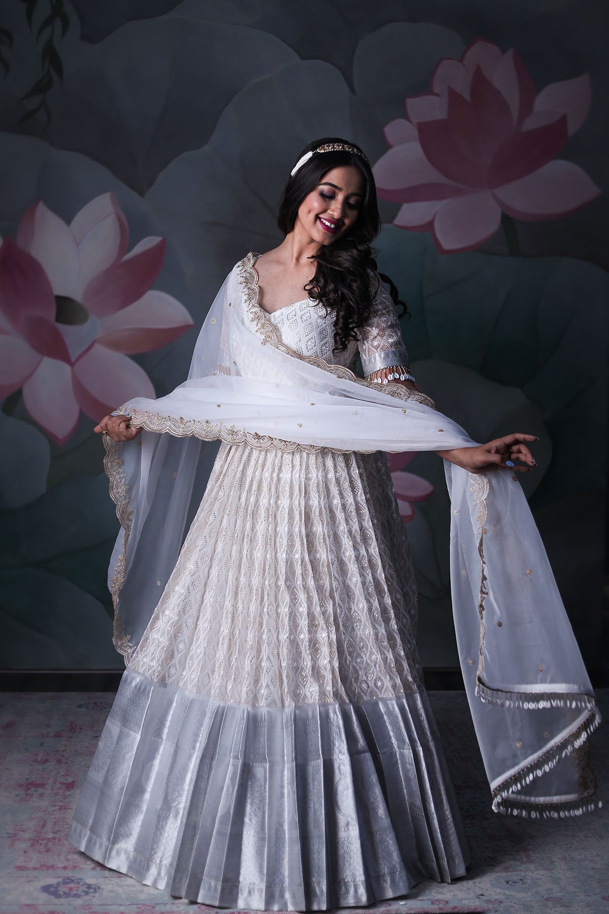 White Organza Anarkali Dress