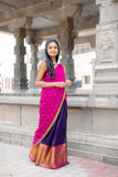 Dark violet Narayanapet skirt with magenta half saree