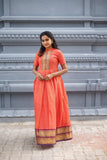 Shivani Orange With Violet Border Chettinad Cotton