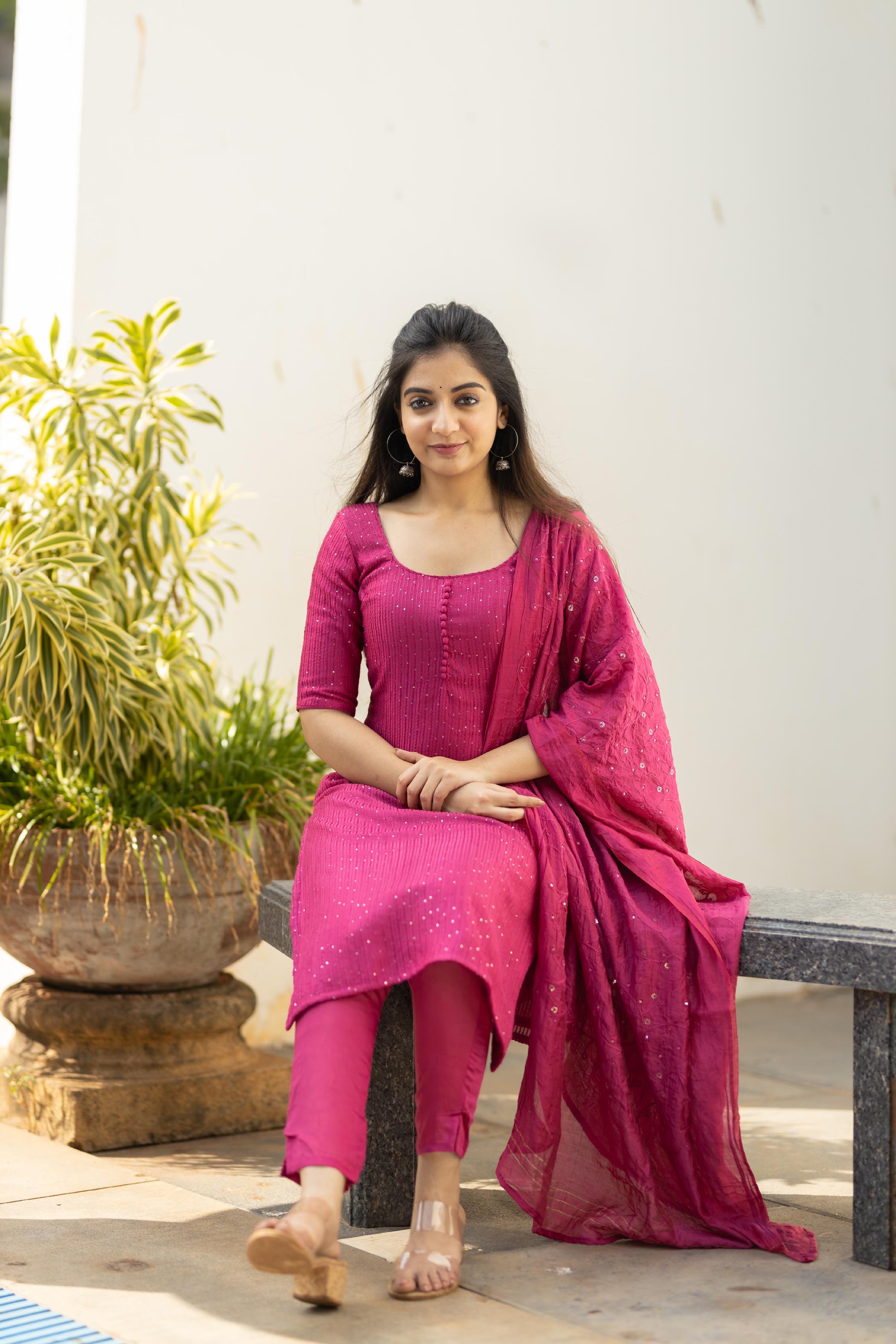 Shop our selection of designer kurti suit for women. The sequins embellished pink Chanderi cotton co-ord set features a top, pant and dupatta with beautiful embroidery. Find your perfect ethnic kurtas online today.