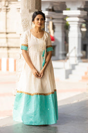 Kayalvizhi Ivory and Aqua Dress