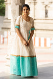 Kayalvizhi Ivory and Aqua Dress