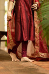 Sangamithrai Maroon - Unstitched Set