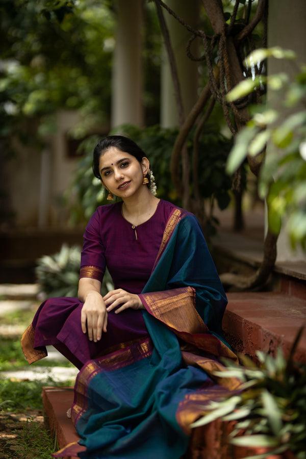 Thenmozhi Magenta - Unstitched Suit