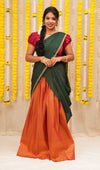 Nandini Rust and Green Half saree
