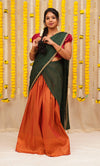 Nandini Rust and Green Half saree