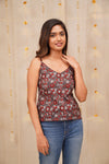 GRG - Sasha Grey with Maroon Jaipur Handblock Printed Top only - XS only