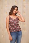 GRG - Sasha Grey with Maroon Jaipur Handblock Printed Top only - XS only