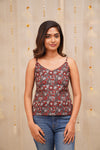 GRG - Sasha Grey with Maroon Jaipur Handblock Printed Top only - XS only