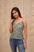 Sasha Teal floral Jaipur block printed cotton spaghetti top