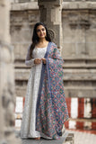  Get the perfect party look with our ethnic fusion wear. Shop this white mirror work long dress with blue dupatta now. Ready to wear, perfect for any occasion.