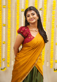 Nandini Green and Yellow Half saree