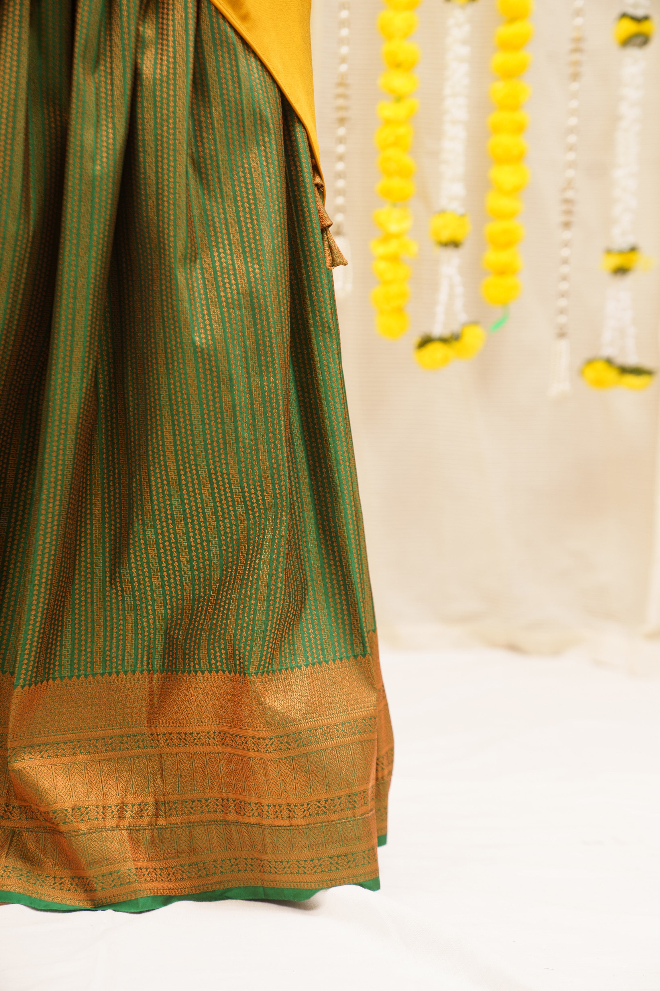Nandini Green and Yellow Half saree