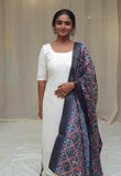 Kaavya White with Blue Patola Design Dupatta