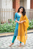 IMD - Naiyanika bluish green kurthi with yellow dupatta