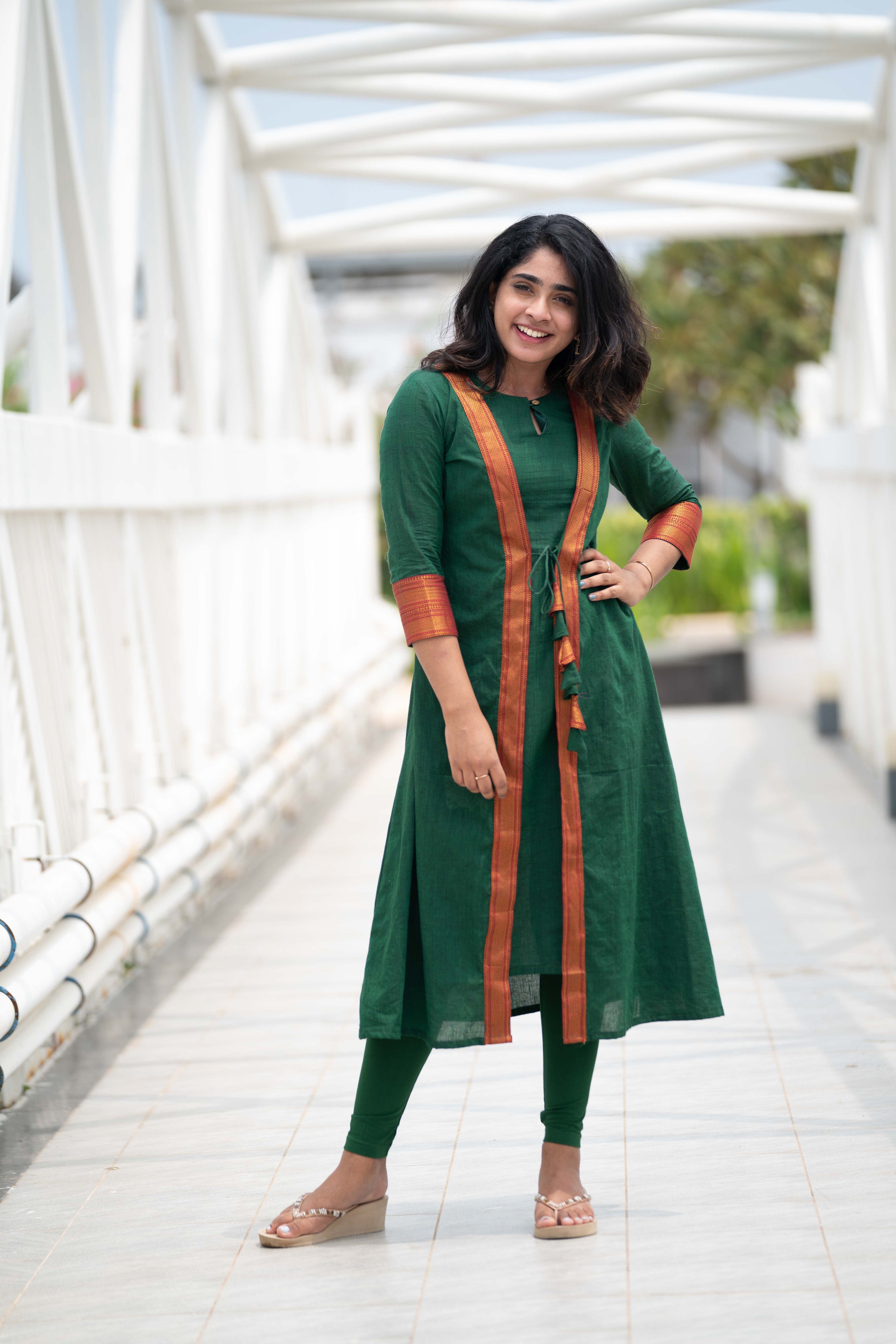 Buy Green Mangalgiri Cotton Overlap Kurta with Grey Chevron Printed Cotton  Jacquard Pants- Set of 2 o… | Designer kurti patterns, Long kurti designs,  Salwar designs