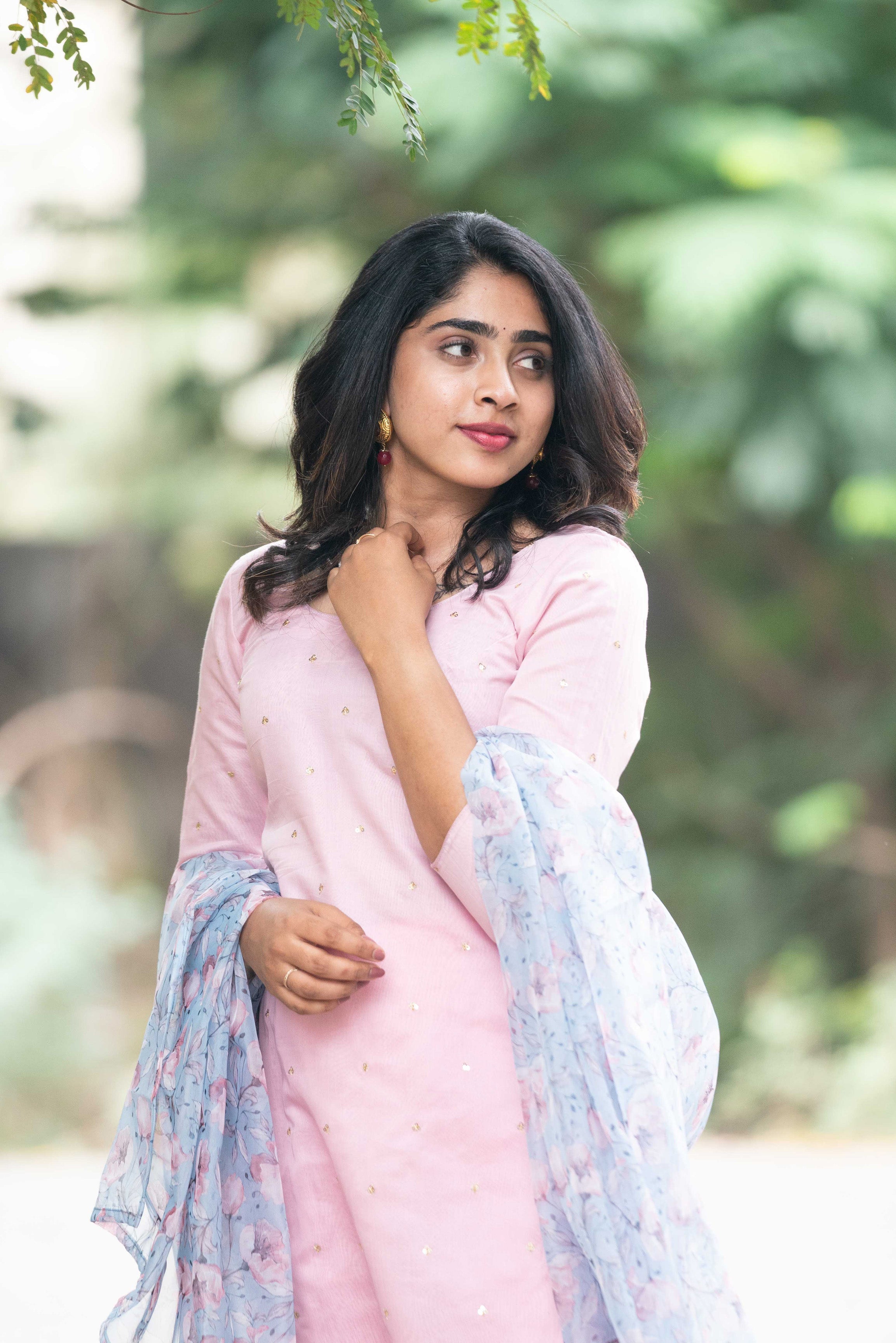 Stitched Baby Pink Kota Doria Dupatta Cotton Salwar Suit For Interview |  Kiran's Boutique