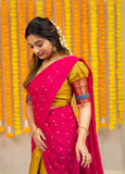 Maanasa - Yellow Skirt with pink Half saree