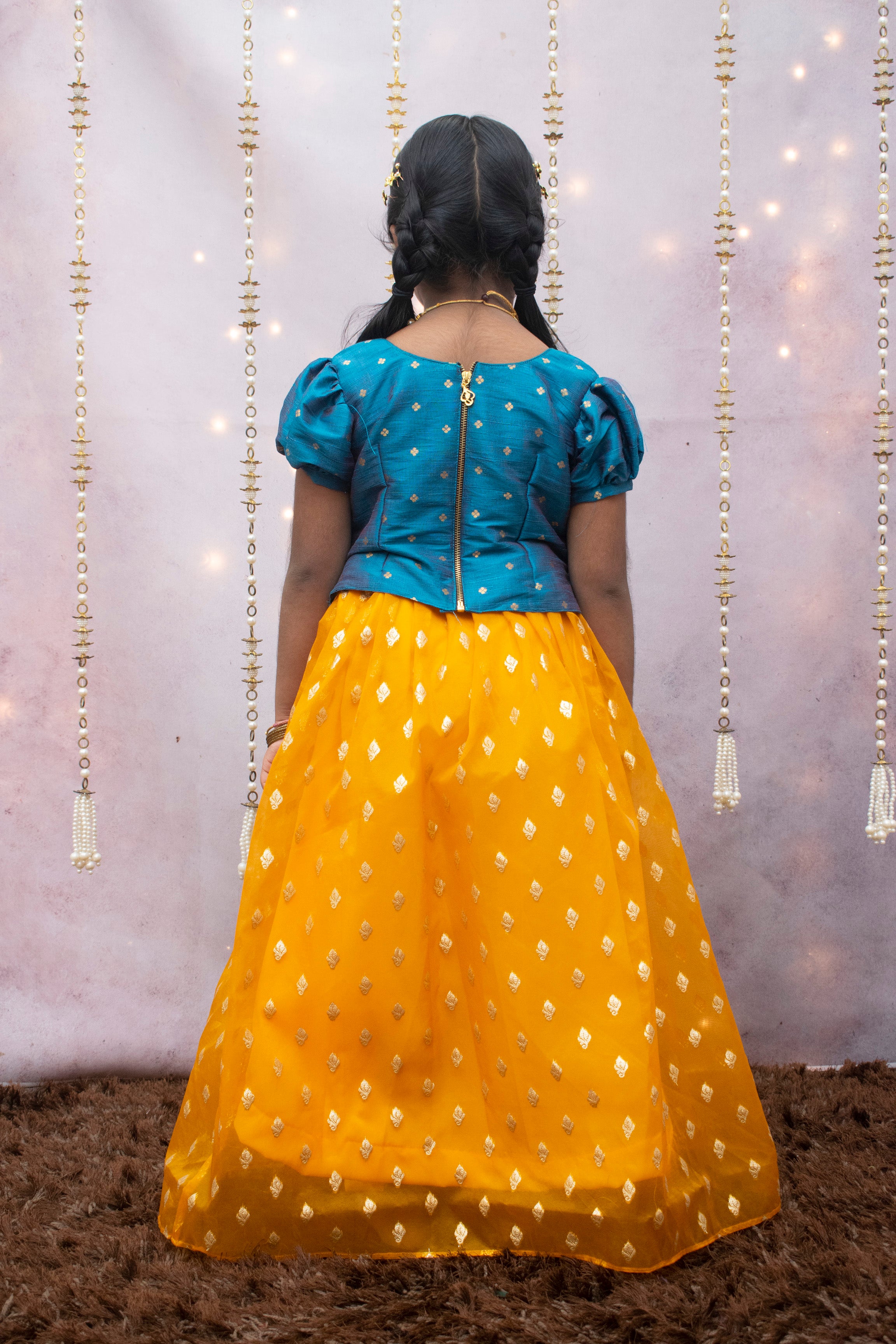 Naiyanika blue top and yellow skirt mini