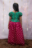 Naiyanika Green crop top with Magenta skirt - mini
