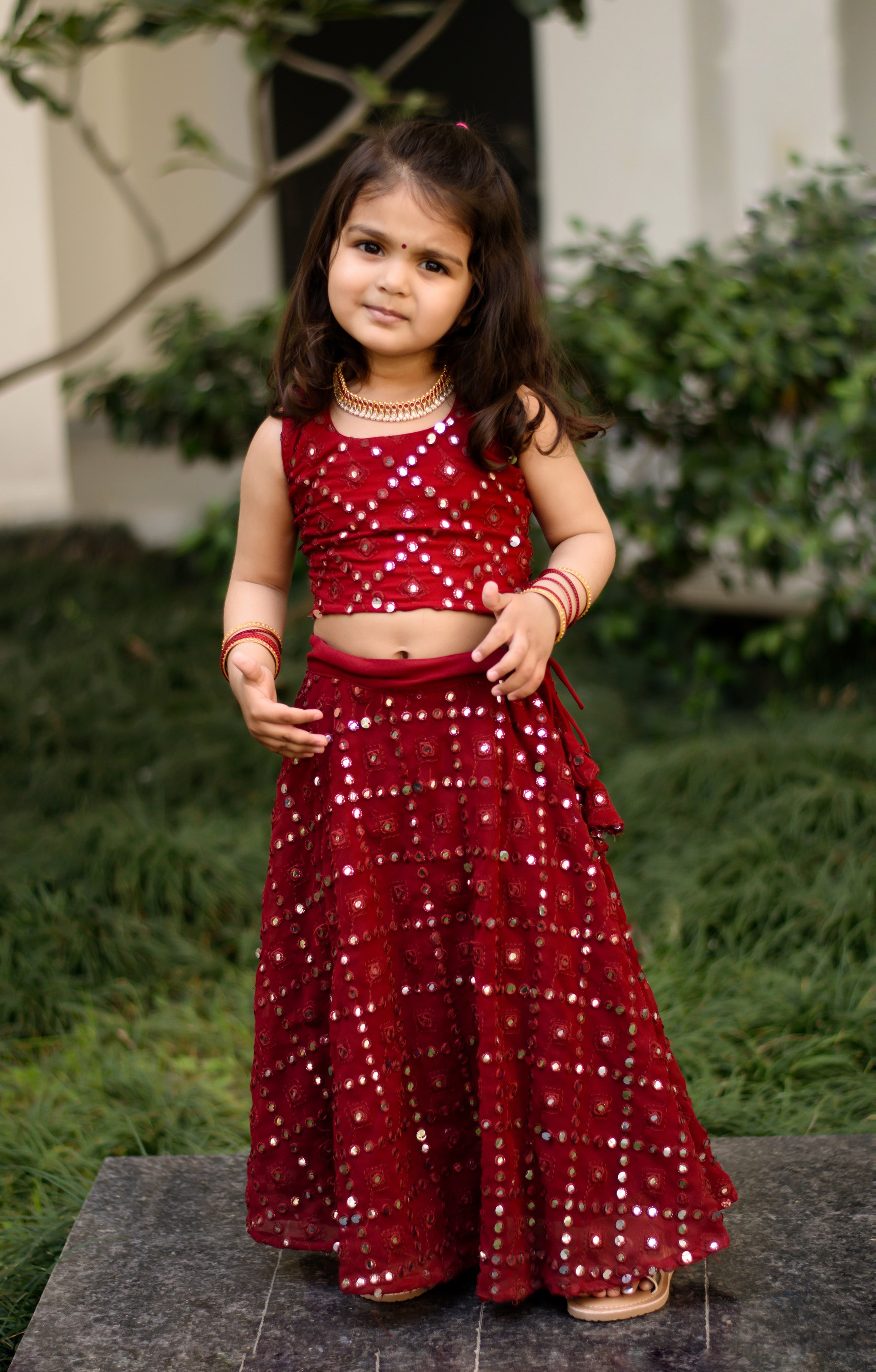 Buy Kids Baby Girl's Net Readymade Lehenga Choli (3-4 Years, maroon) at  Amazon.in
