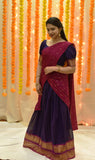 Anjali- dark blue checks with pink border
