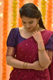 Anjali- dark blue checks with pink border