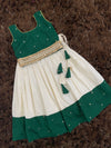 kids mini green croptop with cream skirt