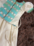 Kids mini teal brocade worked top with gold khadhi tissue skirt