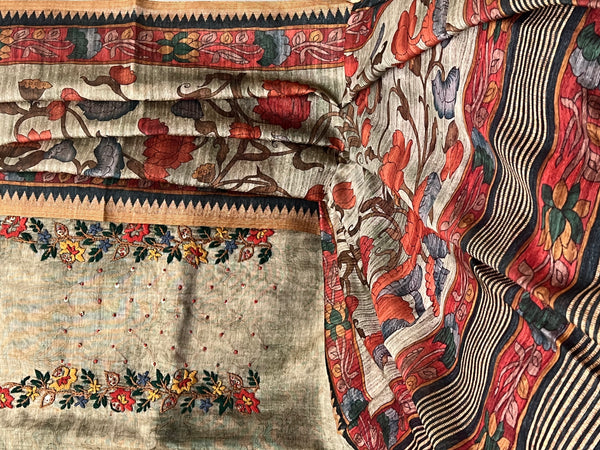 Chanderi Suit #greywithgreen embroidered