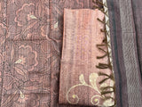 Chanderi Suit #peachblack embroidered